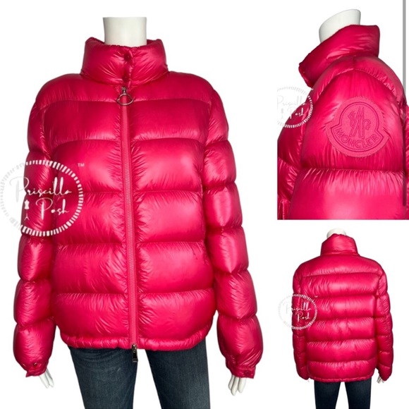 Moncler Hot Pink Quilted Down Puffer Jacket Puffer Coat Neon Pink Goose Down - Picture 2 of 15